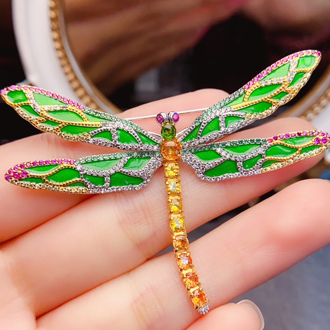 Factory Wholesale Popular Natural Colored Sapphire Brooch S925 Silver Inlaid Main Stone 3*3 Hot Selling European and American One Piece