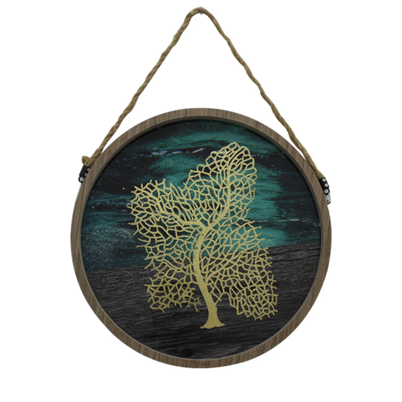 Simple Round Hanging Painting for Dining Room, Living Room, Sideboard Decoration, Gold-Stamped Painting Core, Hanging Painting, Ocean Style