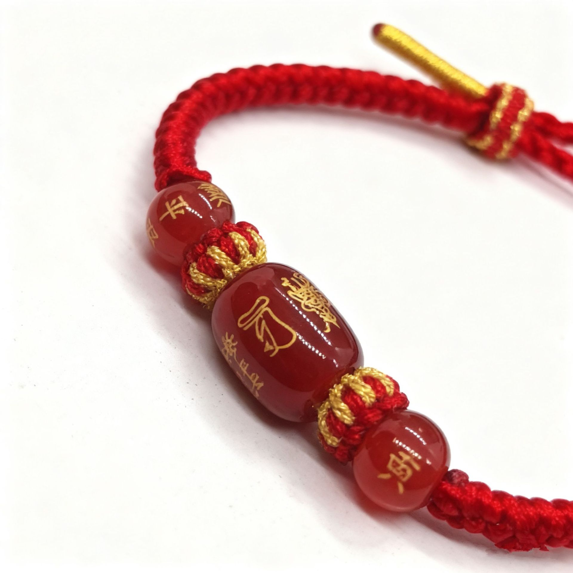Putuo Mountain 2026 Year of the Horse Zodiac Year Tai Sui Red Rope Men's Red Hand-Woven Rope Good Luck Agate Bracelet Women's Model