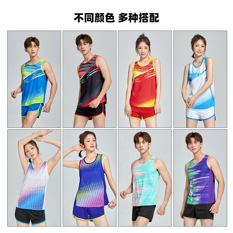 Track and Field Training Suit Men's Printed Game Team Uniform Sprint Vest Women's Sportswear Marathon Running Suit Wholesale