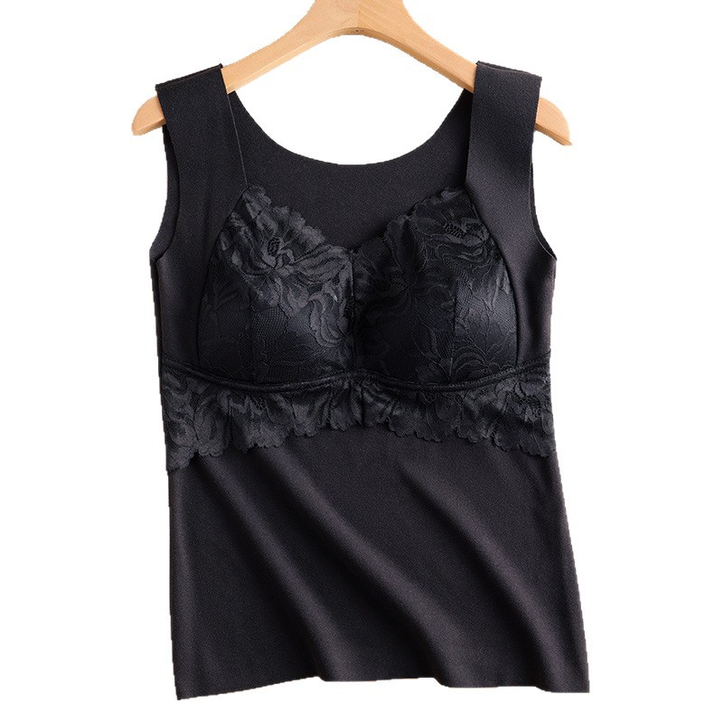 [Bra-Free] Double-Sided Brushed Thermal Vest for Women, Fleece-Lined and Thickeneded, Self-Heating Inner Wear Thermal Intimates