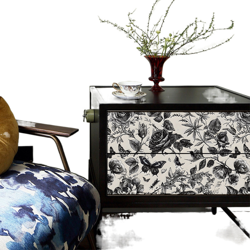 Rose Cabinet Stickers Self-Adhesive Renovation High-End Wardrobe Stickers to Hide Ugly Non-Transparent Thickeneded Waterproof Old Furniture Film