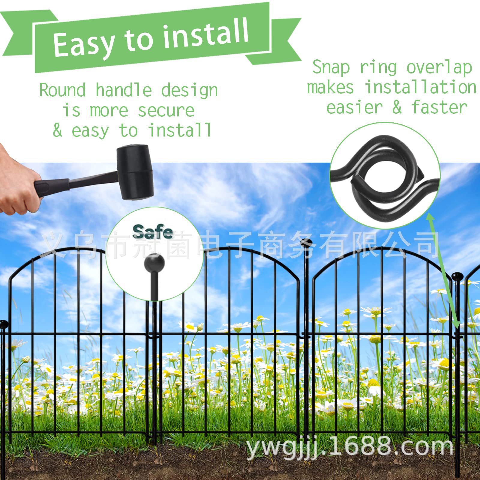 Cross-border decorative garden fence fence anti-rust metal non-digging animal barrier dog, arched flower bed edge
