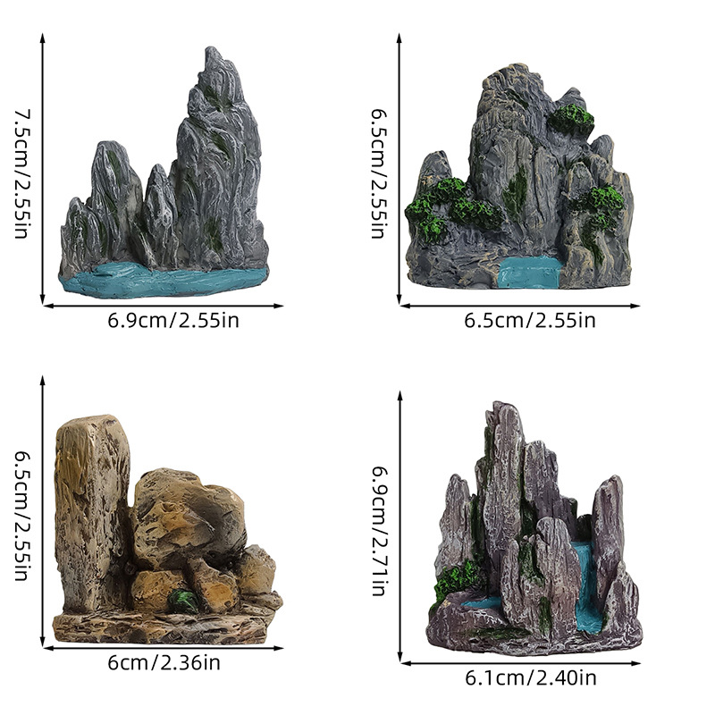 Cross-border simulation micro-landscape rockery running water ornaments decorative fish pond ecological fish tank landscaping resin crafts ornaments