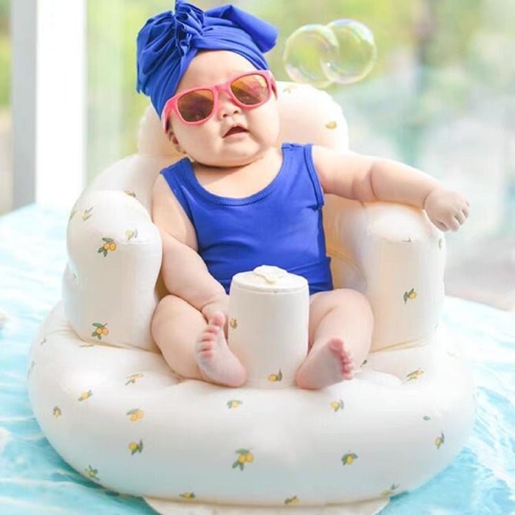 Cross-border ins children's PVC inflatable school chair baby bath stool baby dining chair BB small sofa portable foldable