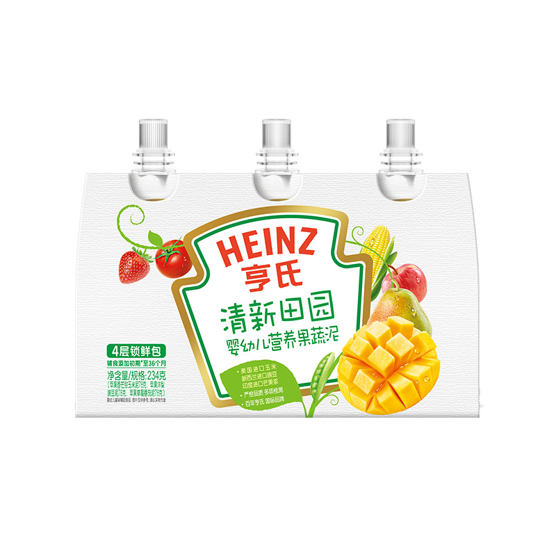Heinz Ultra Gold Fruit Puree Baby Juice Puree Western Orchard/Fresh Pastoral Combination Pack No-Additive Fruit Puree Wholesale