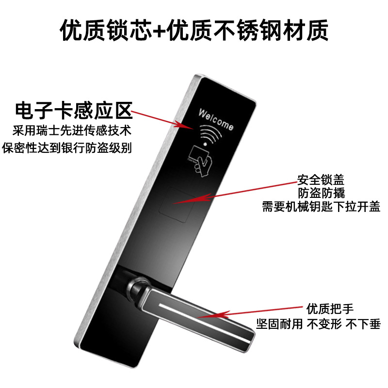 Factory Direct Supply Hotel Door Lock, Hotel Magnetic Card Lock, B&B, Apartment, School Card Swiping Lock, Smart Control, Good Room, Faces Will Be Issued
