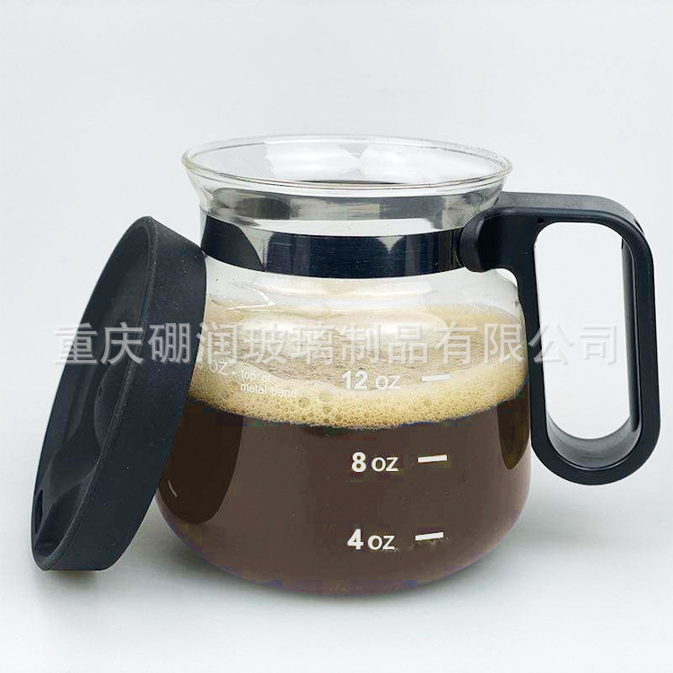 Factory wholesale high borosilicate glass coffee pot mug with silicone lid camping conference home office gift
