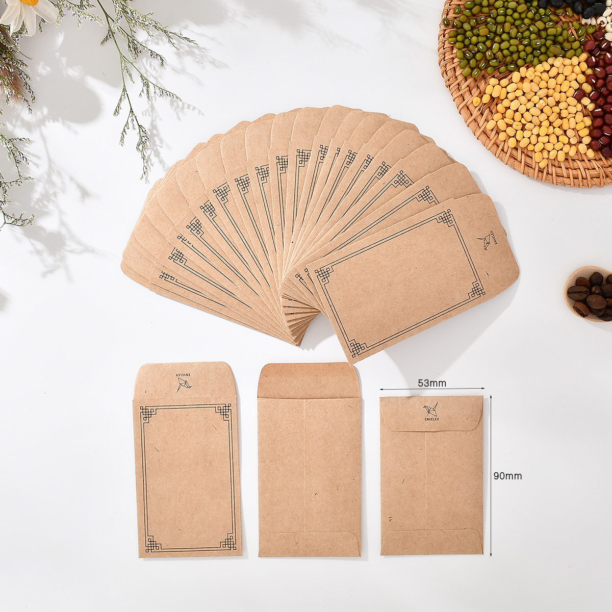 Cross-Border Customized Yellow Sealed Small Self-Adhesive Kraft Paper Seed Envelope Blank Breeding Bag Sample Bag Photo Bag