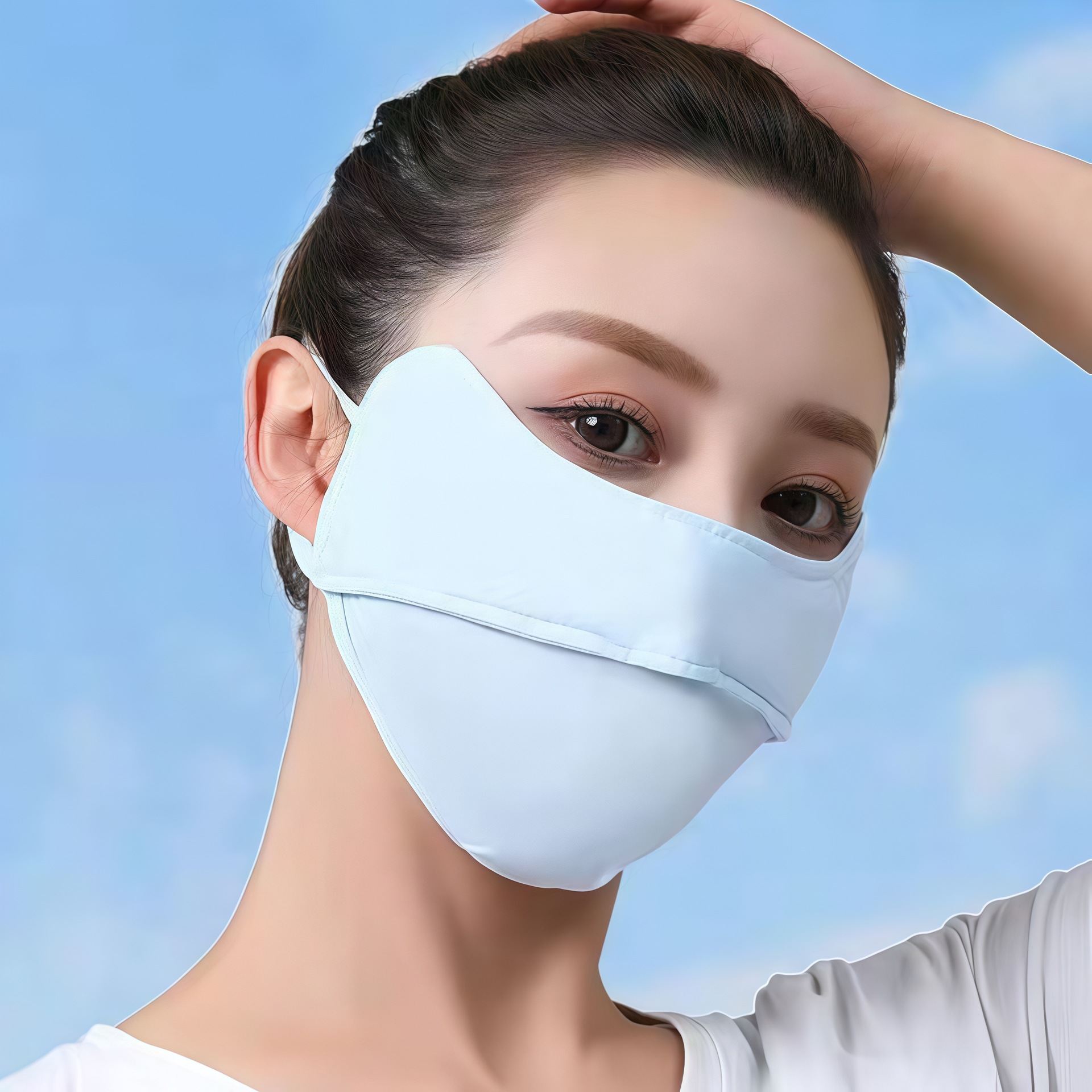 Sunscreen Mask Women's High-value Anti-ultraviolet Breathable Eye Corner Full-face Summer Ice Silk Shade Mask Summer