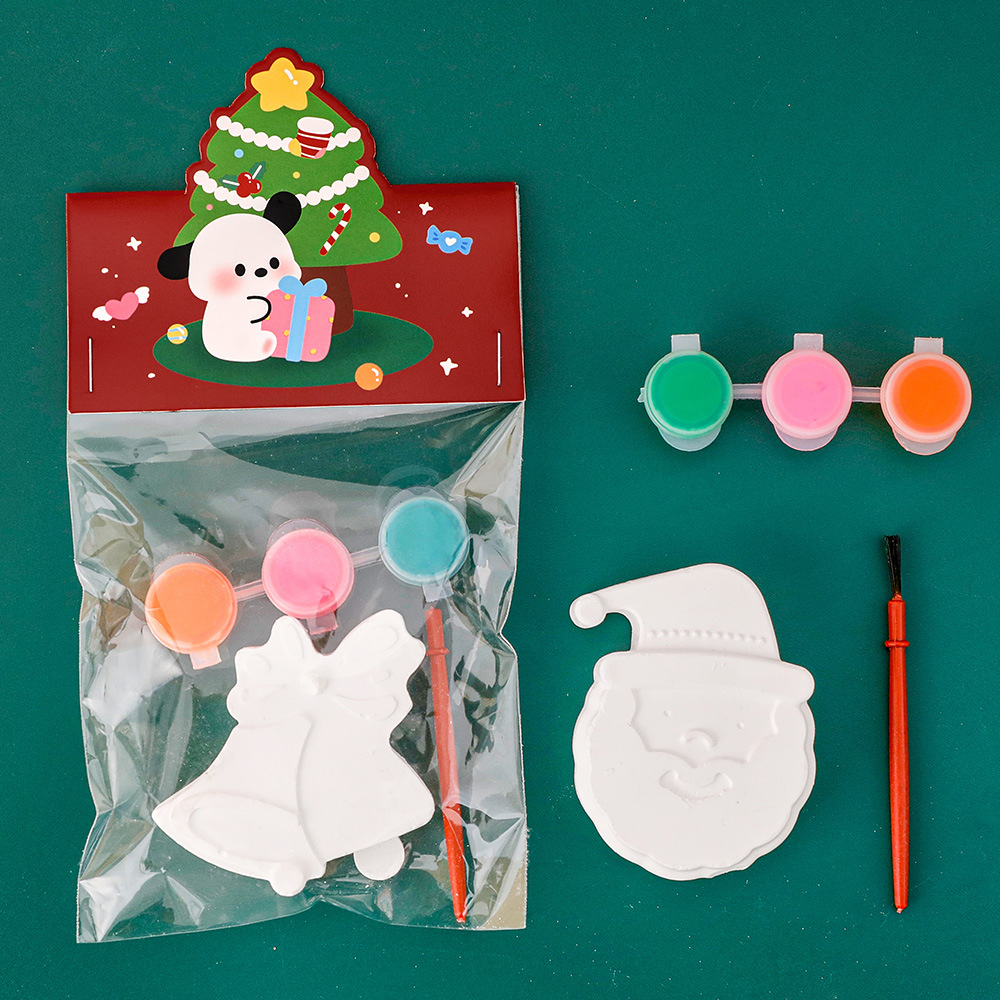 Children's Christmas Plaster Doll Kindergarten Cartoon Christmas Graffiti White Embryo Painting Color Filling Plaster Small Gifts