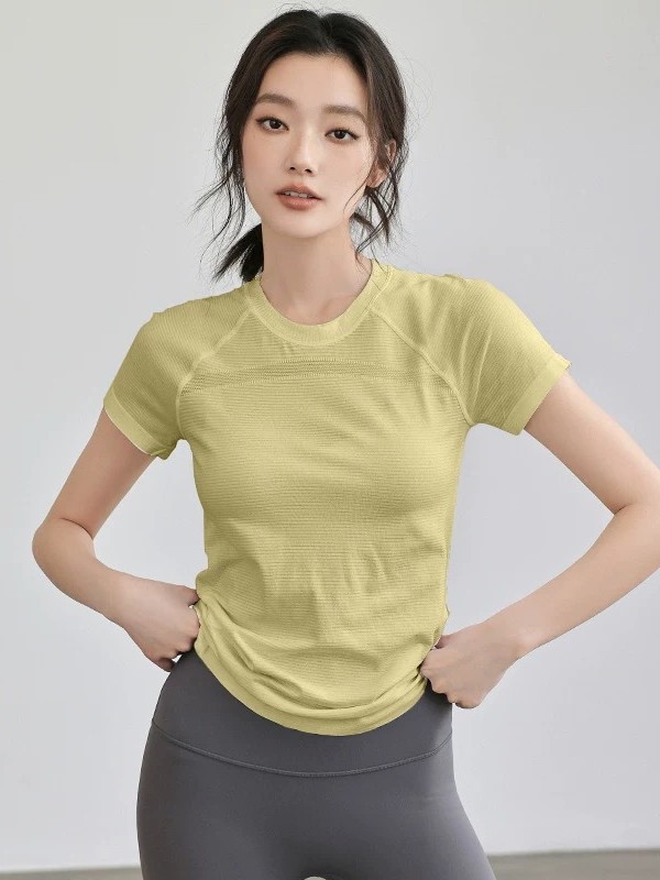 Spring and Summer New Sports Fitness Short-sleeved Quick-drying Yoga Suit Running Training Top Tight Slim T-shirt