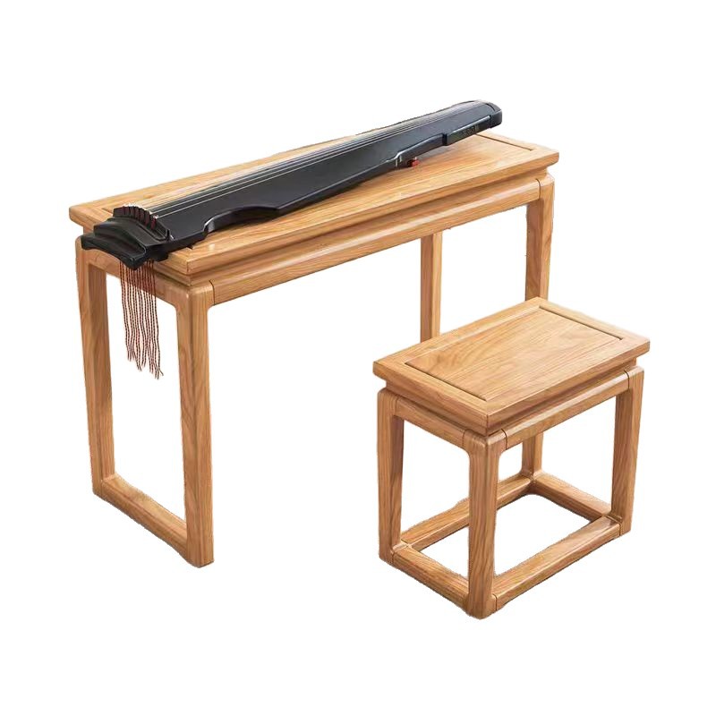 New Chinese-Style Elm Guqin Table Resonance Guqin Table Guqin Stool Solid Wood Guzheng Chinese Calligraphy Desk Antique Zen Table