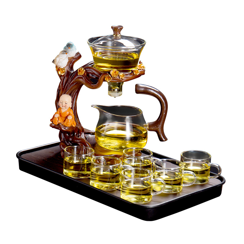 2024 New Lazy Tea Set Home Kung Fu Tea Light Luxury High-end Office Guest Small Glass Teapot