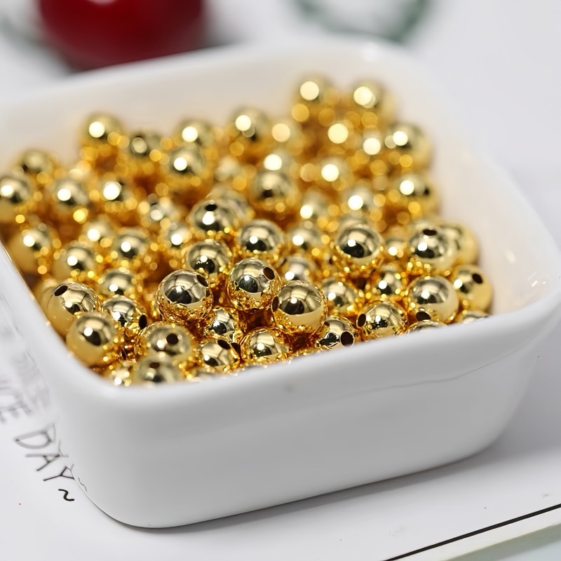 18K Gold Bead Accessories Au750 Color Gold 4-5mm DIY Bracelet Necklace Pendant Ancient Bright Surface Positioning Beads Wholesale