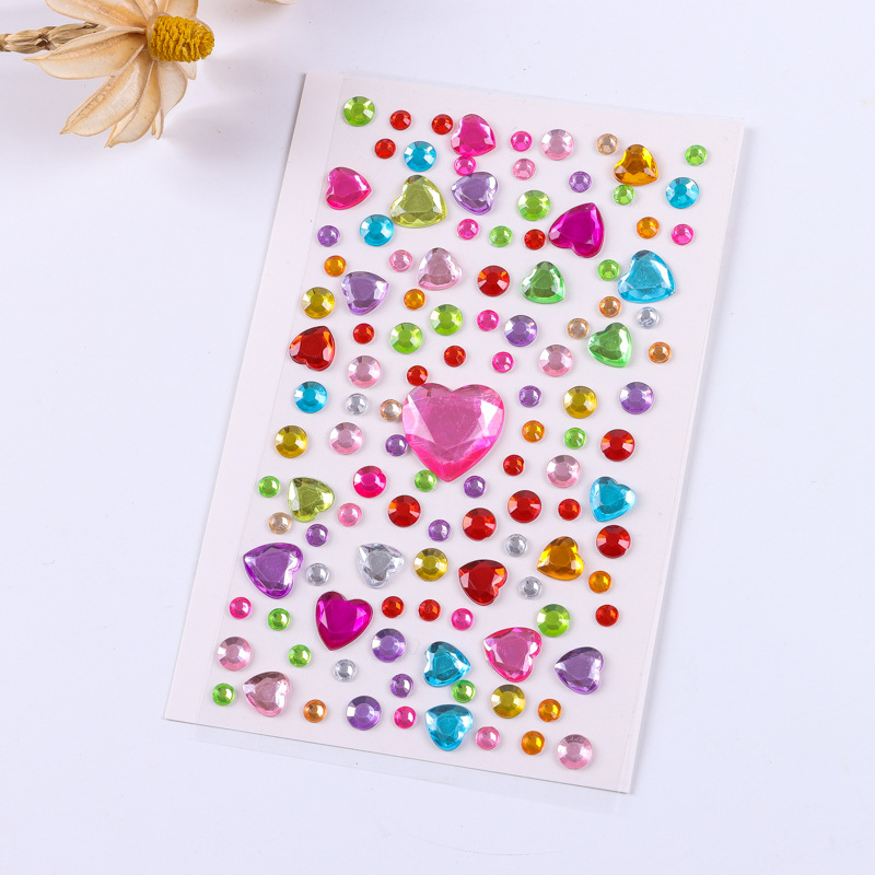 Customized Handmade Acrylic Gemstone Crystal Stickers, Colorfulful Body Art Decoration Stickers, Heart Creative Hand Account Diamond Stickers