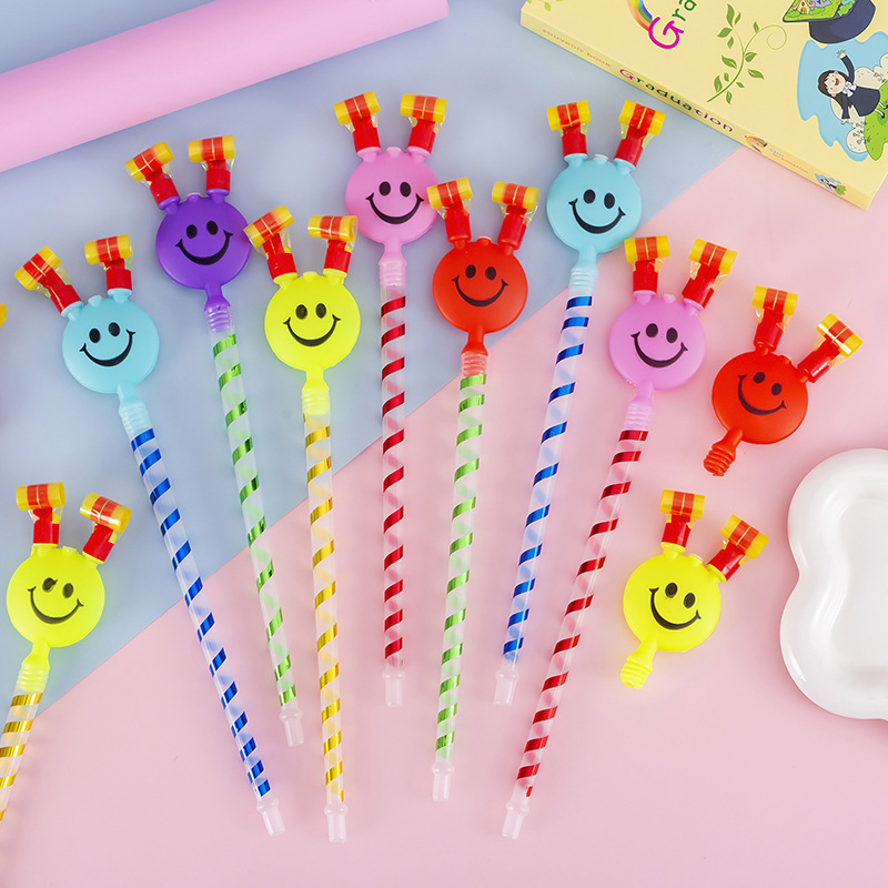 Large dragon blowing smiley face long Rod Horn whistle blowing children's toys stall goods Source push small gifts