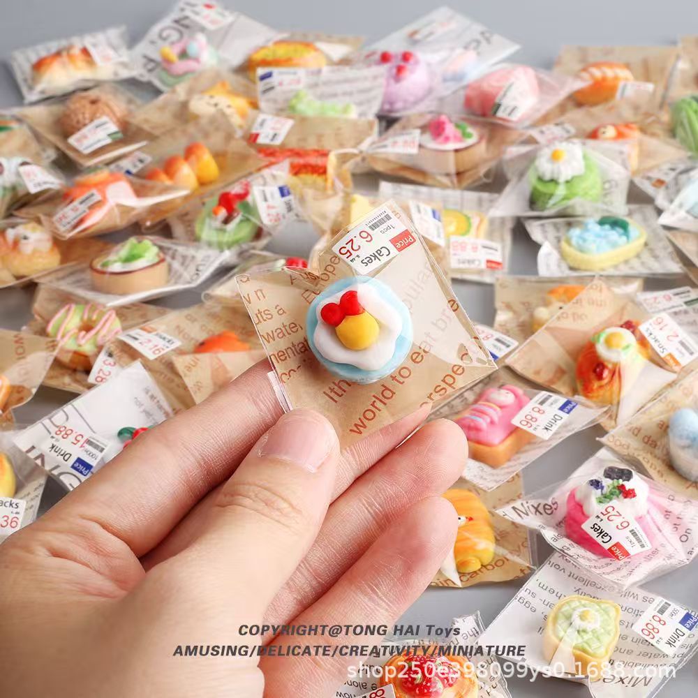 Mini Simulation Children's Play Toy Diy Food Play Cake Dessert Bread Food Play Individual Packaging Miniature
