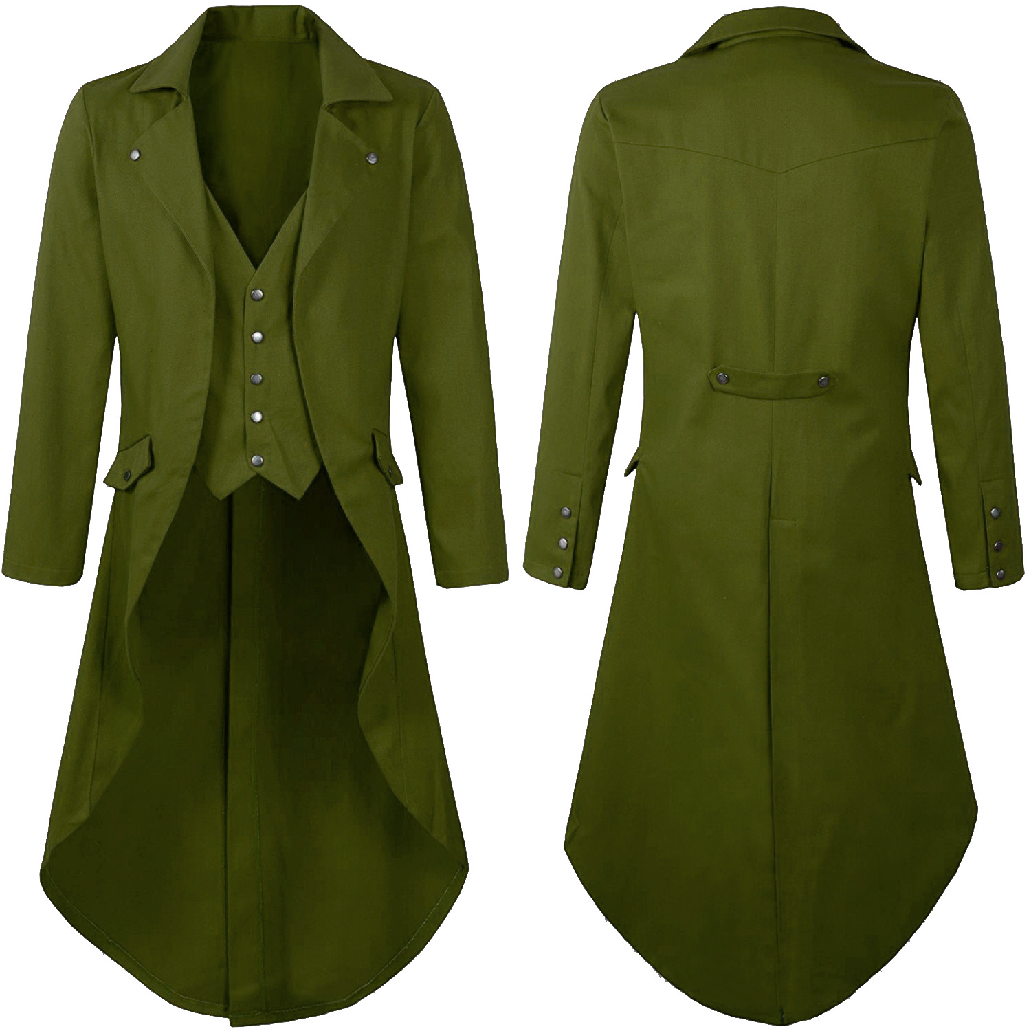 2025 Medieval Retro Men's New Tuxedo Clothes Midi Long Sleeve Jacket Costume Dress Amazon