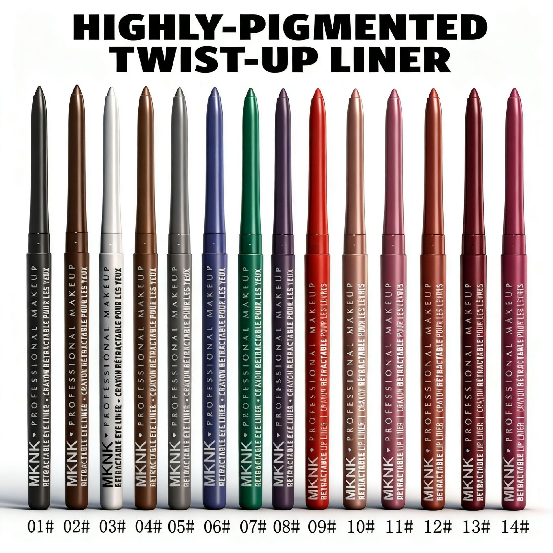 Кросс-бордер косметика горячая распродажа MKNK автоматический выдвижной карандаш для глаз гелевая подводка для глаз легкий в нанесении