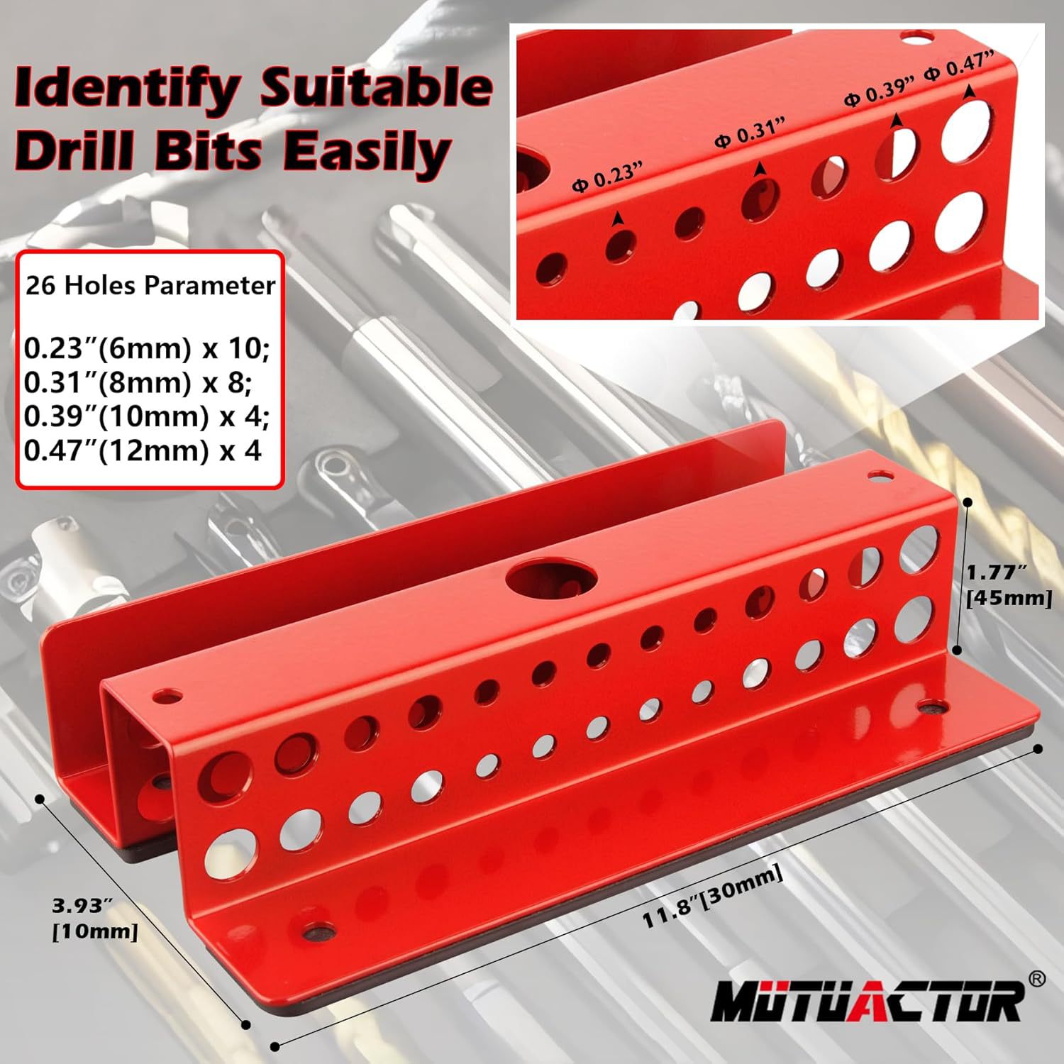 Drill Bit Organizer, Heavy Duty Design, Quick Access Magnetic Mount Drill Bit Holder, Anti-Scratch Magnetic Work