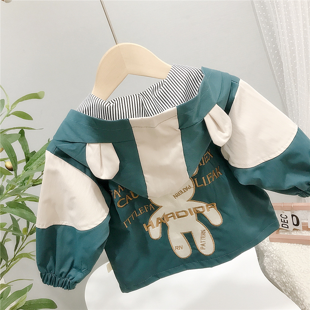 Детская одежда, куртка с капюшоном для мальчиков весна-осень 2021, корейский стиль