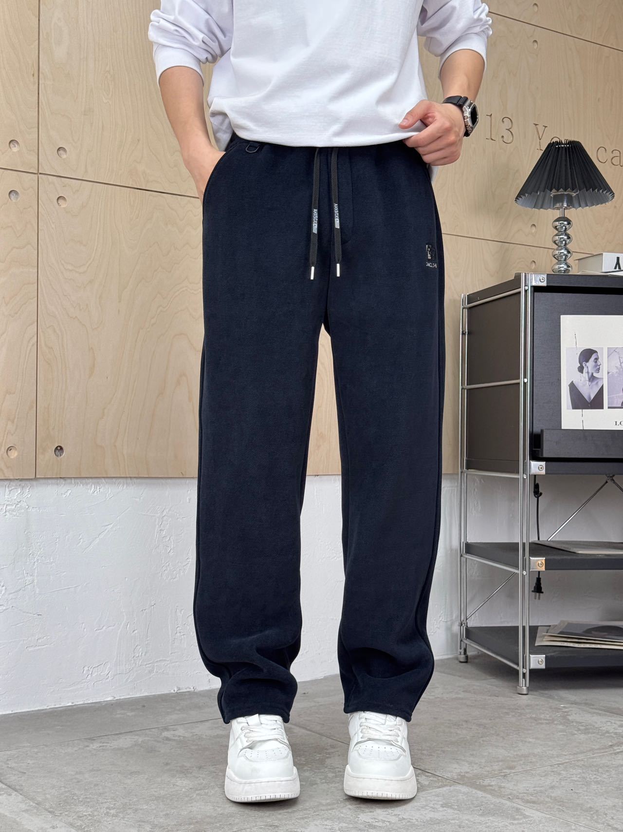 2025 Autumn/Winter Men's European Cotton Velvet Boxer Shorts Thickened Warm Straight Pants Wrinkle-Resistant Commuting Casual Versatile 8809