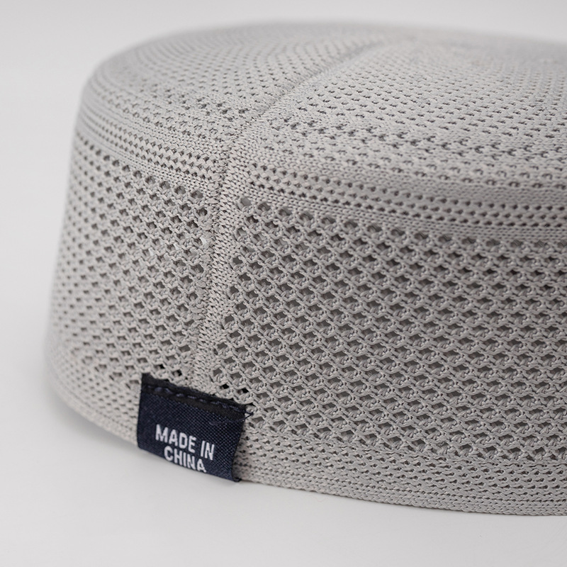 Cross-Border Muslim Ethnic Hat Prayer Hat Breathable White Black Solid Color Men's Flat Top Hat