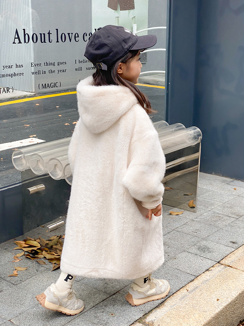 Children's Fur Coat Teddy Hooded Thickened Midi Mink Fleece Faux Fur Coat for Boys and Girls