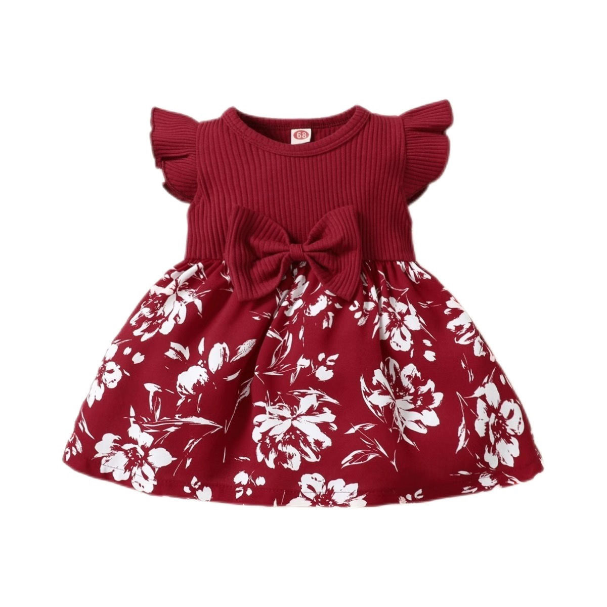 European and American Little Girl Sweet Bow Flying Sleeves dress Children Ins Style Summer Baby Princess Dress 0-2 Years Old