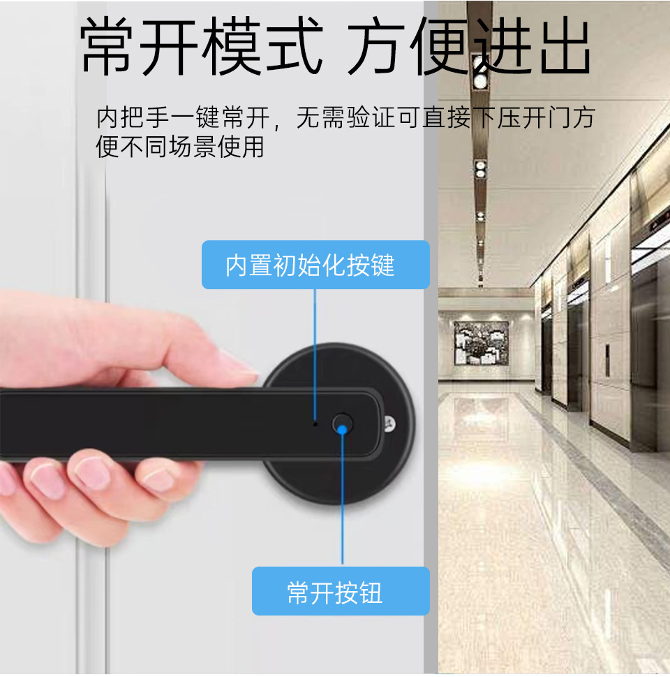 Cross-Border Direct Supply Door Handle with Fingerprint Lock, One-Touch Opening, Graffiti Bluetooth App Password Lock, Silent Office Apartment