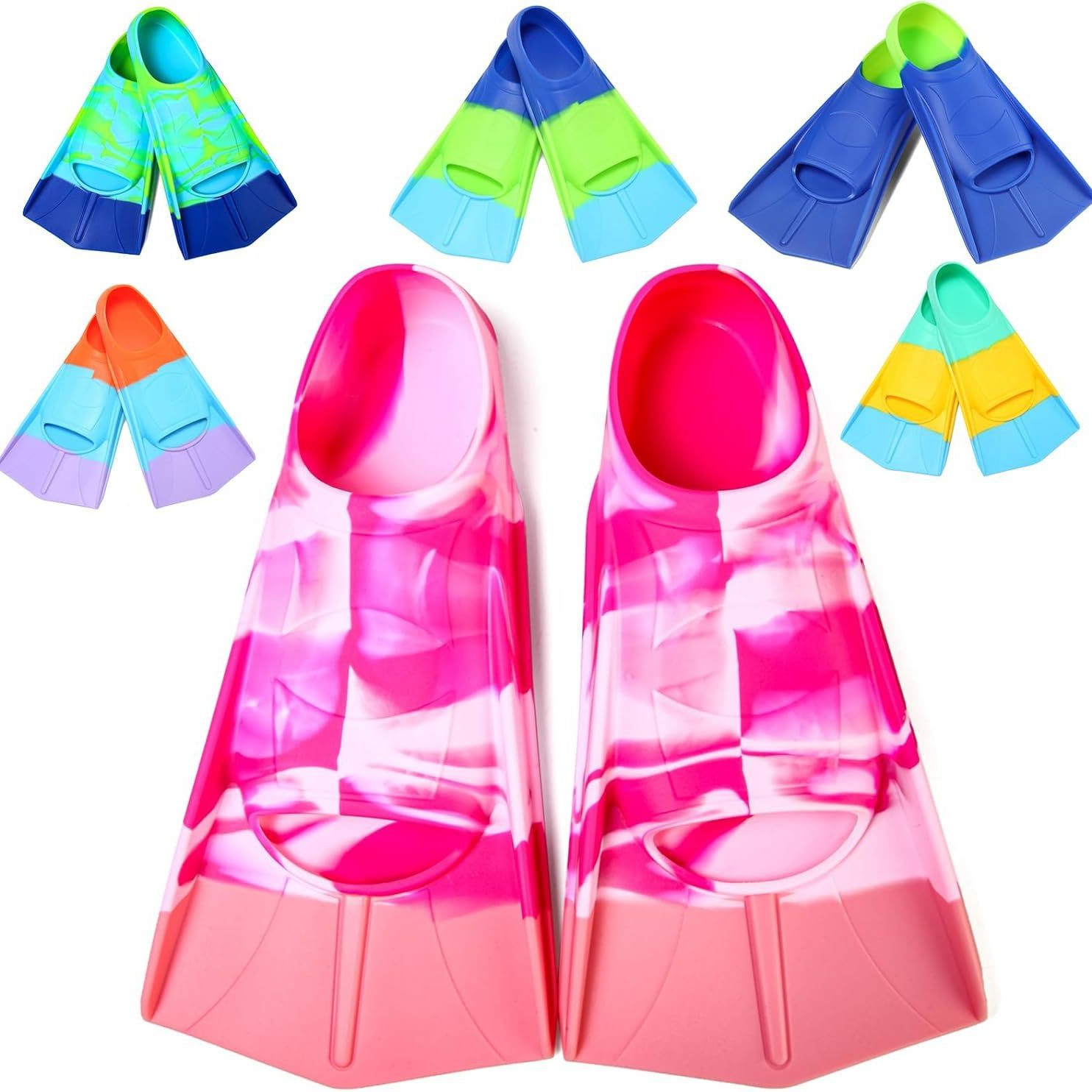 Amazon Swimming Flippers Custom Flippers Free Diving Short Flippers Full Silicone Non-slip Foot Flippers for Adults and Children