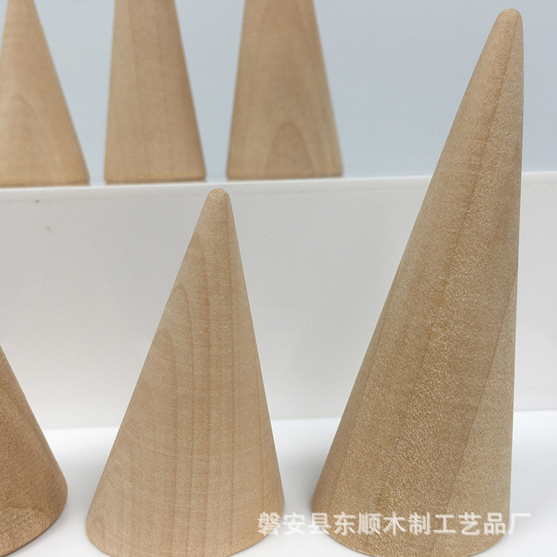 Wooden Cone Ring Holder Jewelry Display Jewelry Display Stand Jewelry Storage Counter Props