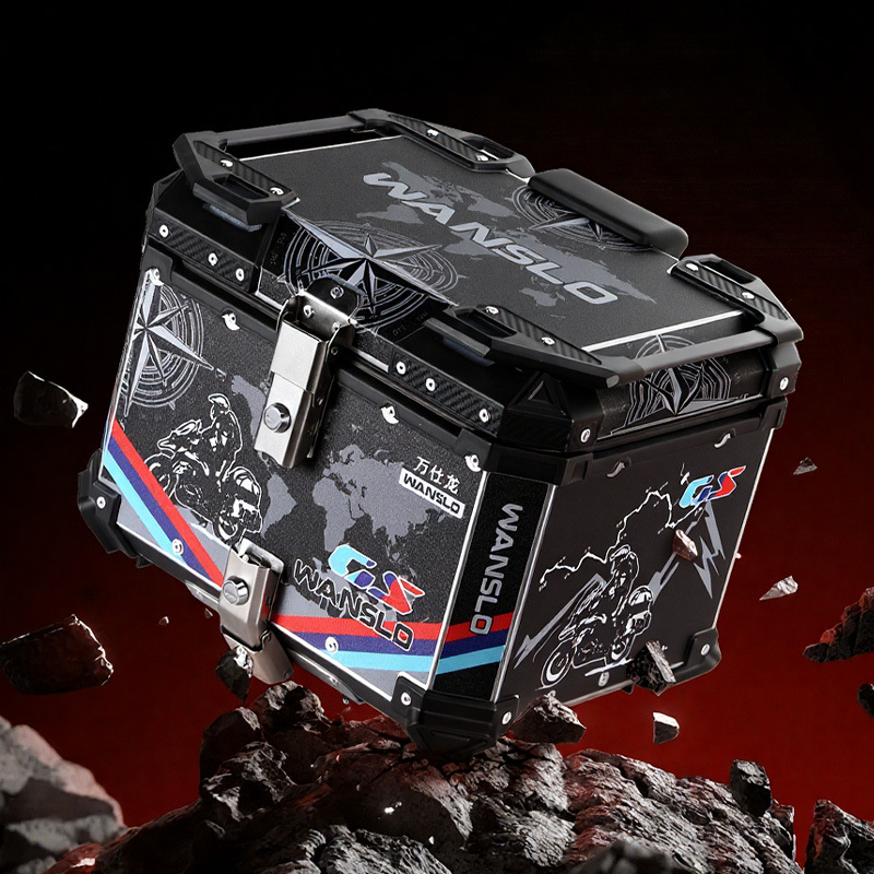 36L 45L 55L 65L Large-Capacity Aluminum Alloy Motorcycle Trunk Quick-Release Tool Box Electric Vehicle Tail Box