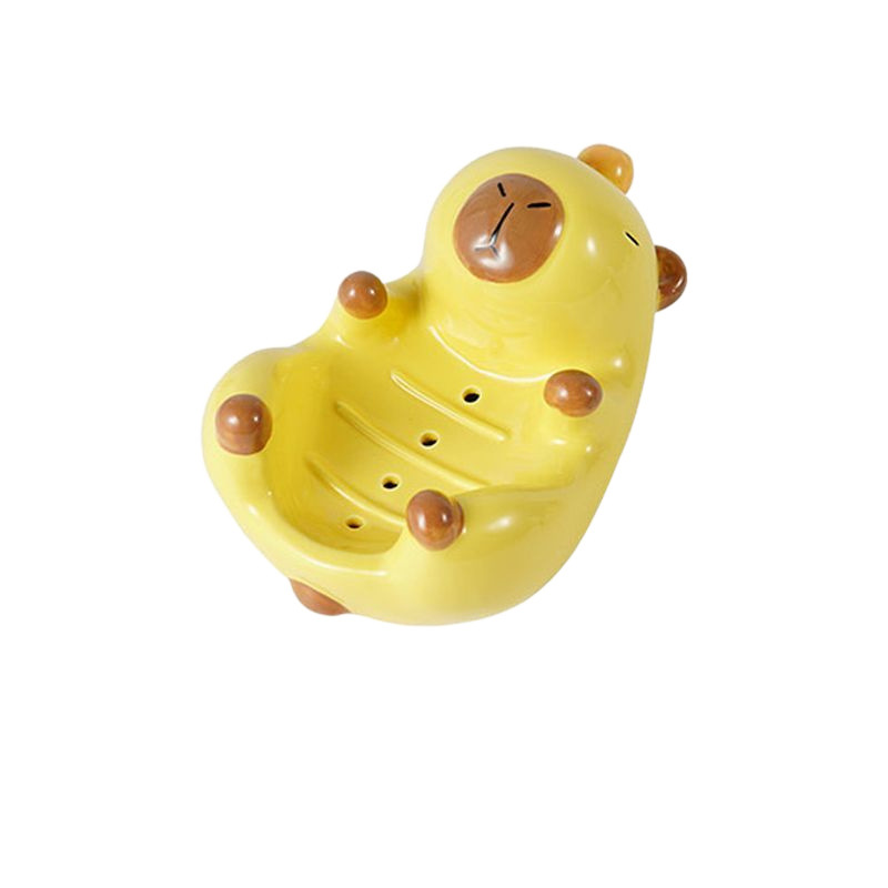 [8263 People Collected] Automatic Drain Capibara Soap Box Soap Box Storage Rack Bathroom Household Pottery