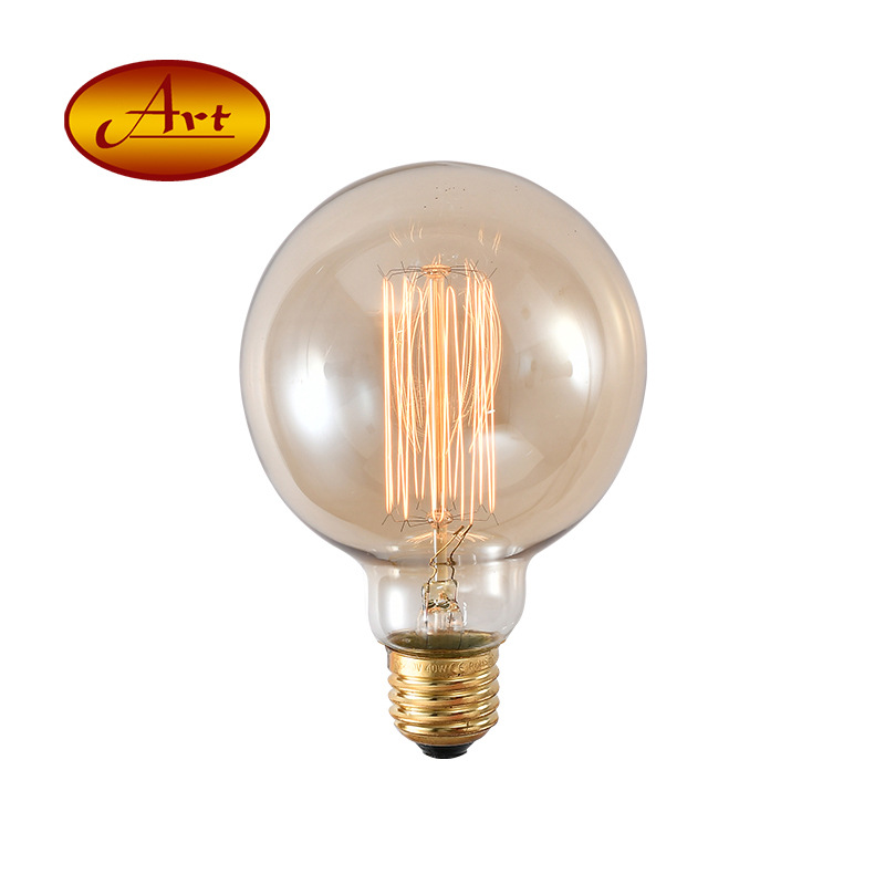 Лампа Эдисона G95 с вертикальным проводом, диммируемая, антикварная, в форме драгоценного шара
