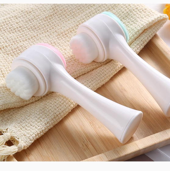 Двусторонняя щетка для умывания лица с мягкой щетиной, силиконовая ручная очищающая щетка для мужчин и женщин, глубокая очистка пор