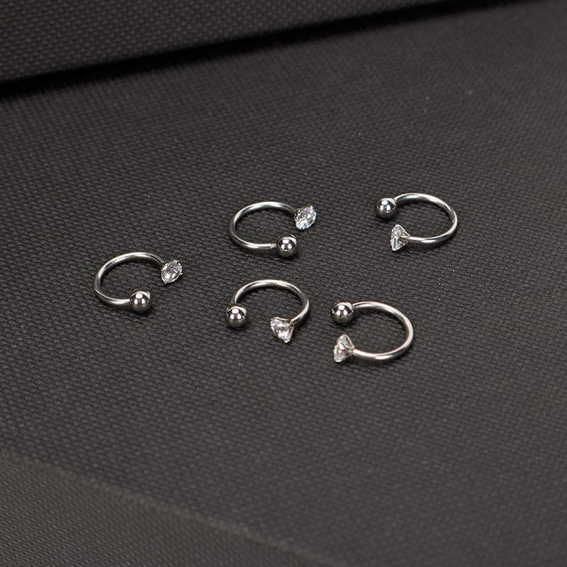 AAAAAA 3mm круглые серьги с зажимом из циркония, нержавеющая сталь, пирсинг, прямые поставки