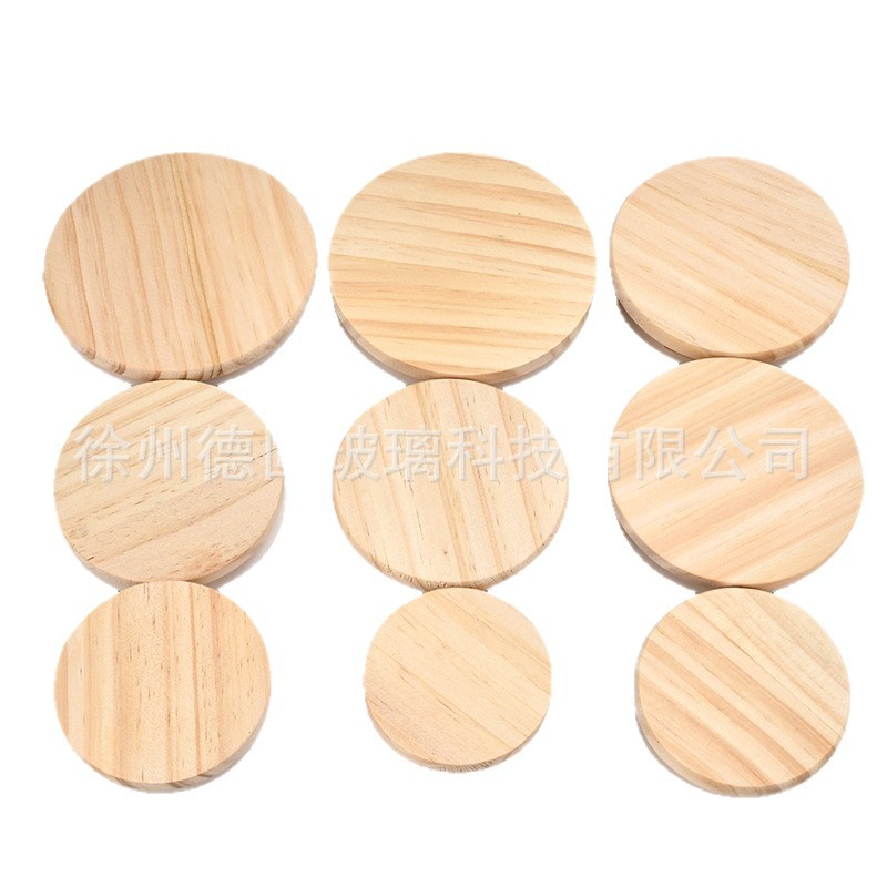 Manufacturer's In-Stock Candle Cup with Wooden Lid, Solid Wood Pine Lid, Silicone Ring, Glass Sealed Jar with Wooden Lid, Engraved Logo