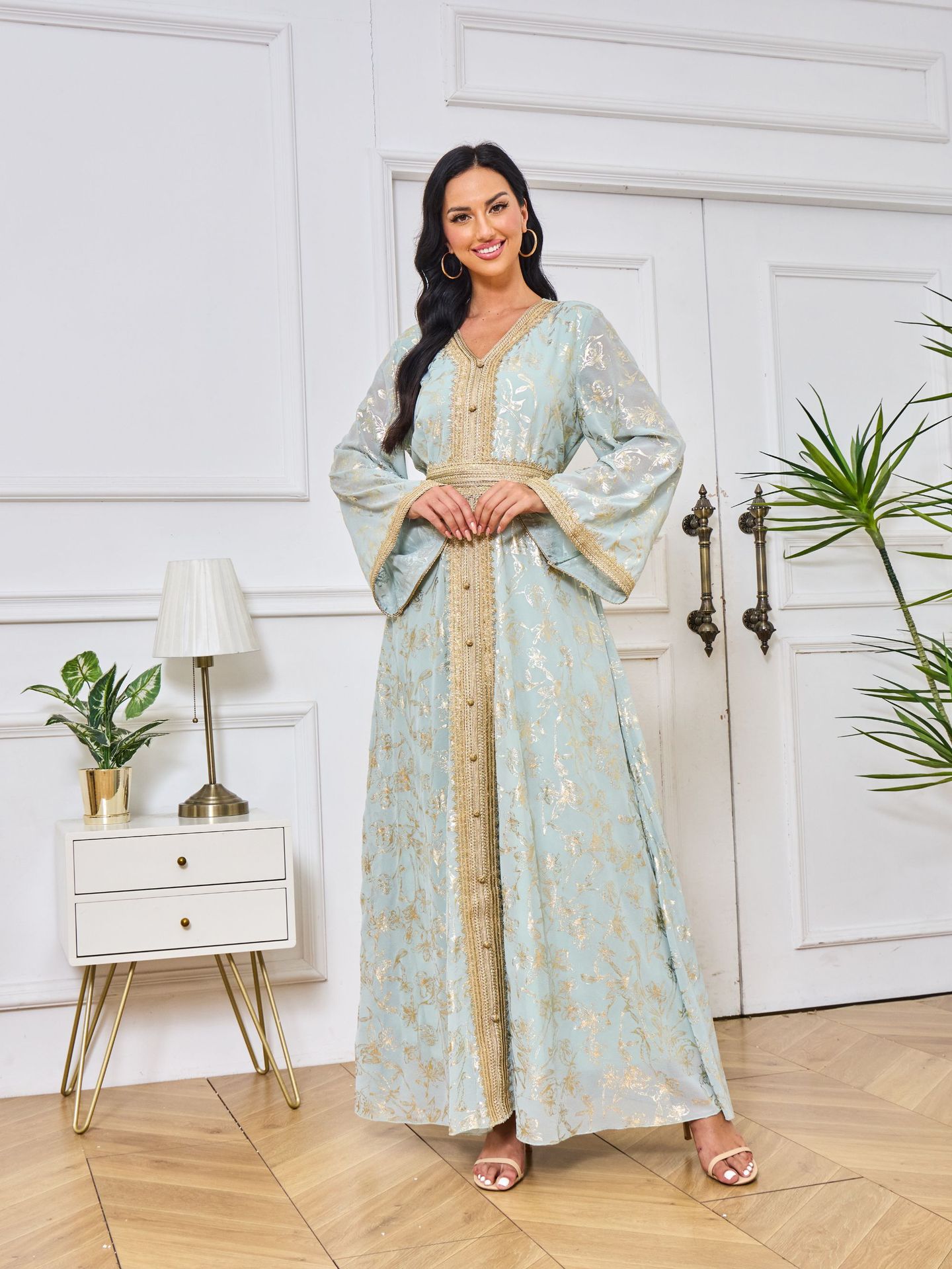 Mt084 Middle Eastern Export Dubai Evening Dress Muslim Women's Dress Catched Hot Stamping Fashion Robe Clothing