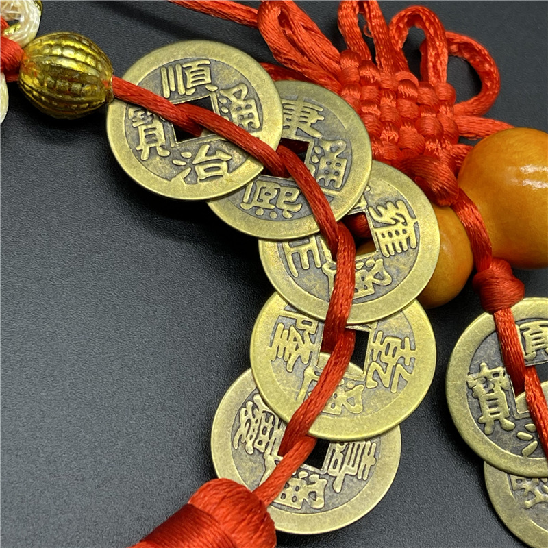 Wudi money pendant real copper pure copper peach gourd Chinese knot copper pendant car pendant stall travel supplies