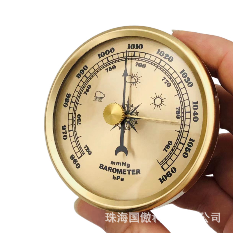 70mm 90mm Gold Pointer Type Air Pressure Gauge Household Sunny and Rainy Meter Pressure Gauge Calibration Adjustable Air Pressure Gauge