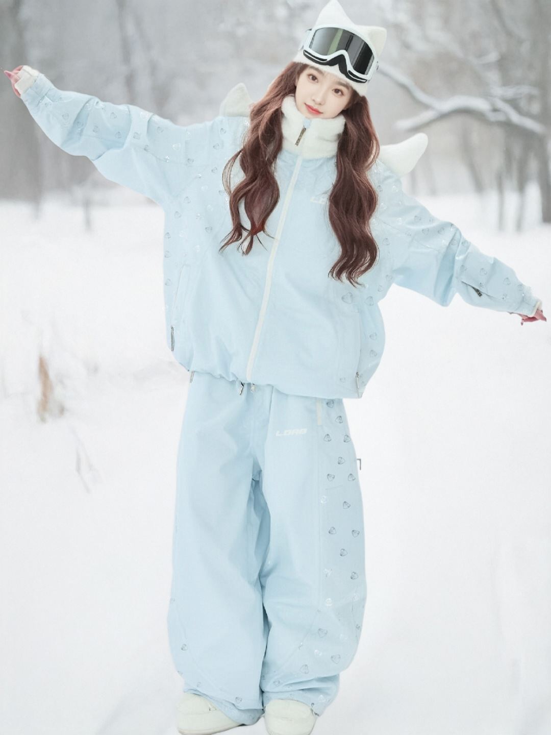 Fuyan Blue Ski Suit Women's 2025 Winter New Windproof, Cold-Proof and Wear-Resistant Professional Snowboard Snow Suit Equipment