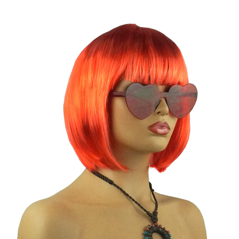 Halloween Event Props Colorful Wig Short Straight Hair Bob Hair Glasses Sunglasses Sun Funny Funny Headwear