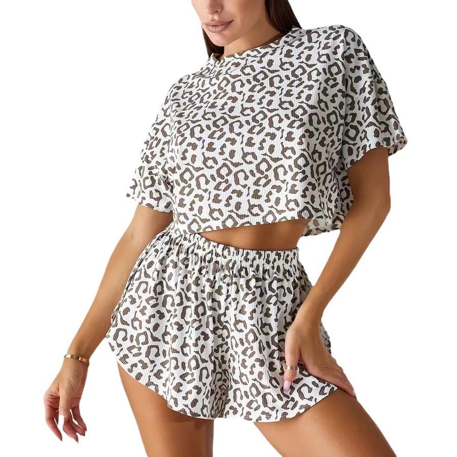 2024Wildberries Cross-Border New Leopard Print Fashion Pajamas European and American Ladies Sexy Pajamas