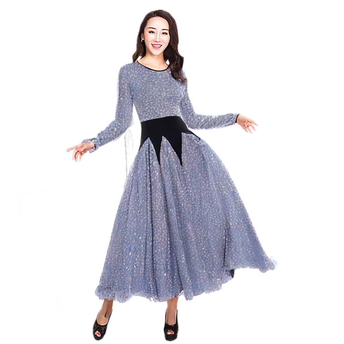 Новое современное танцевальное платье, большое свинг-платье, длинный рукав, платье для выступлений, платье для бальных танцев, современный танец