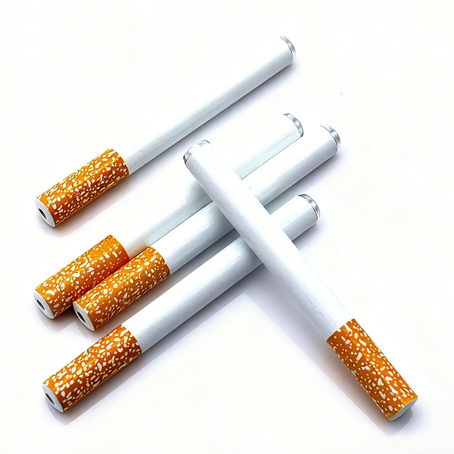 Cross-Border Aluminum Alloy 55Mm78Mm Cigarette-Shaped Pipe Round Snuff Pipe Snuff Pipe