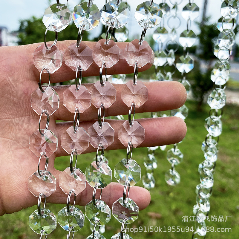 Acrylic Crystal Octagonal Bead Chain Wedding Decoration Bead Curtain Hotel Partition Decoration Curtain Ceiling Material Wedding Special Use