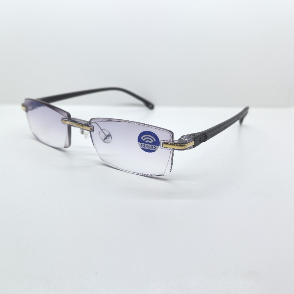 Anti-Blue Light Rimless Edge-Cut Reading Glasses for Men and Women, Ultra-Light Anti-Fall Street Stall Glasses Source Manufacturer