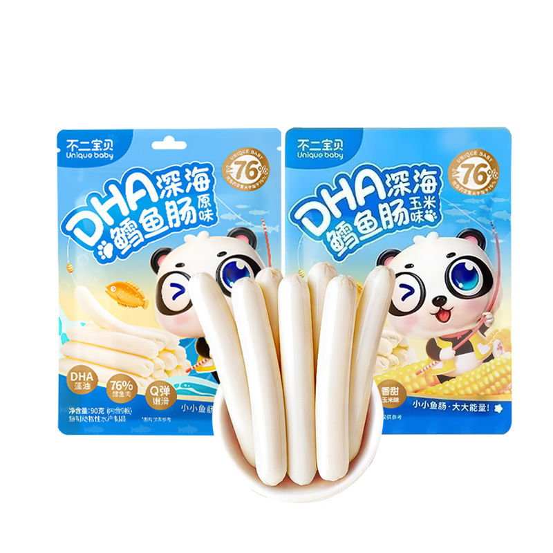 Fujibaby Dha Ocean Cod Sausage Original Fish Sausage Ham Sausage Kidsren's Snack Ready-To-Eat Sausage 76% Nutrition